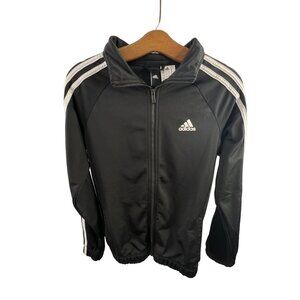Adidas Athletic Jacket Size Small Black 3-Stripes Full-Zip Lightweight Sports